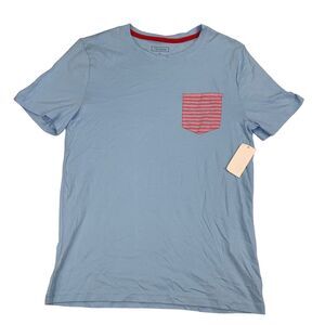 Club Room Mens Crewneck Pocket Short Sleeve Pajama T-Shirt Light Blue S